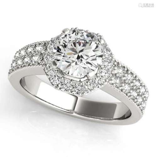 1.4 ctw Certified VS/SI Diamond Solitaire Halo Ring 14k Whit...