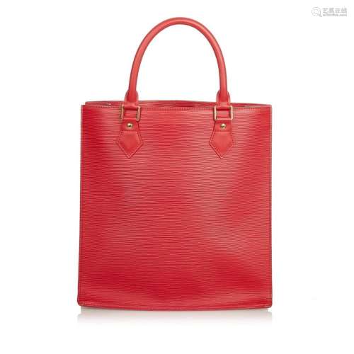 Louis Vuitton Epi Sac Pla PM Handbag Tote Bag M5274E Rouge R...