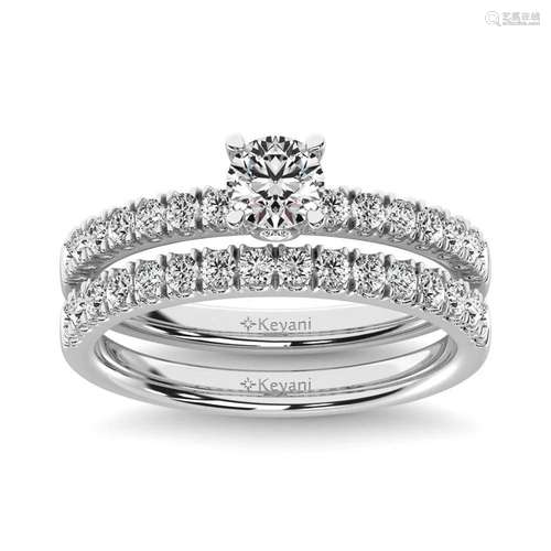 Diamond 1 Ct.Tw. Bridal Ring in 14K White Gold