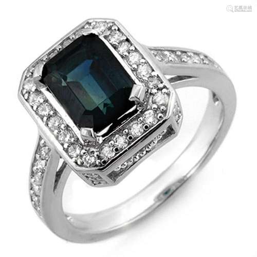 3.0 ctw Blue Sapphire & Diamond Ring 14k White Gold