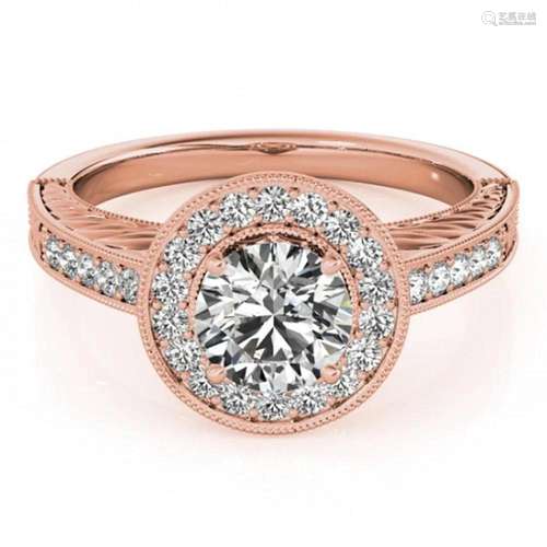 1.5 ctw Certified VS/SI Diamond Halo Ring 18k Rose Gold