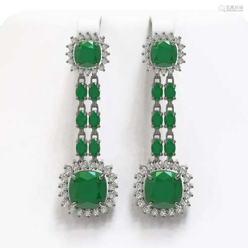 19.88 ctw Emerald & Diamond Earrings 14K White Gold