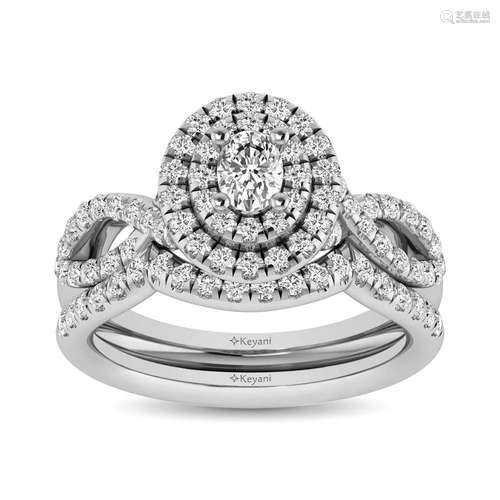 14KT White Gold 1Ct.Tw. Diamond keyani Bridal Ring