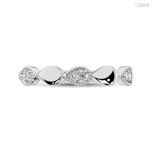 14K White Gold 1/20 Ct.Tw. Diamond Pear Shape Stackable Band