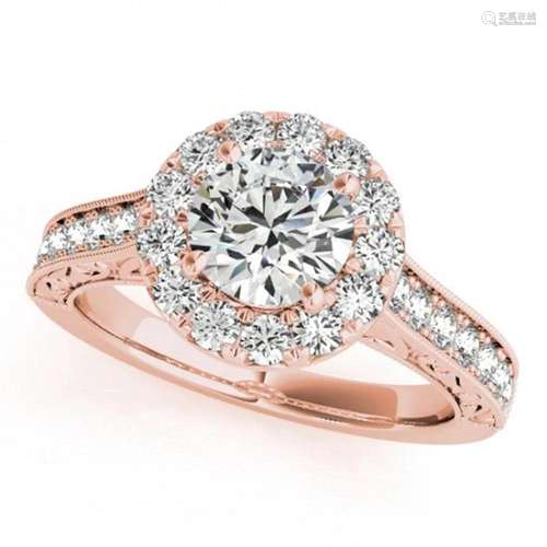 1.4 ctw Certified VS/SI Diamond Halo Ring 18k Rose Gold