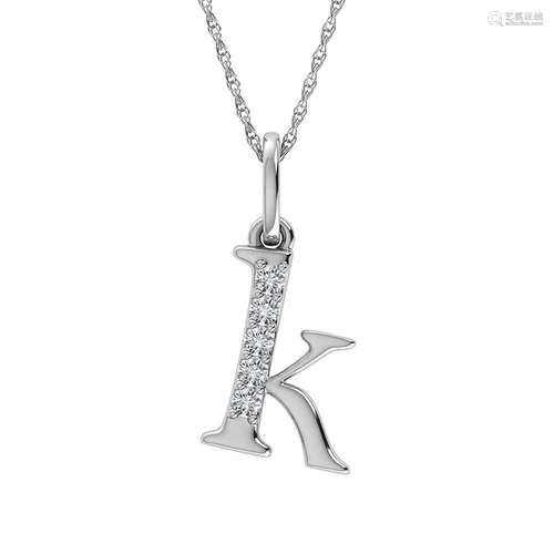 Diamond 1/20 Ct.Tw. Letter K Pendant in 10K White Gold