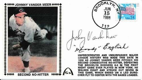 Vander Meer/English 1988 Dual-Signed First Day Cover Brookly...