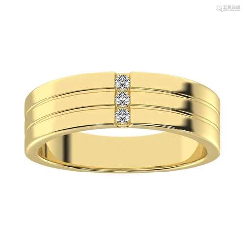 Diamond 1/10 Ct.Tw. Mens Machine Band in 10K Yellow Gold