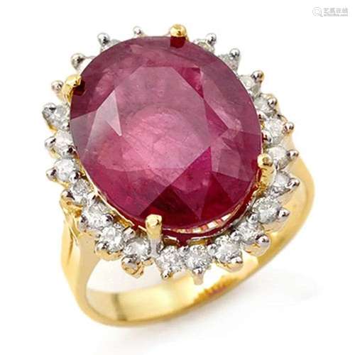 12.0 ctw Ruby & Diamond Ring 14k Yellow Gold