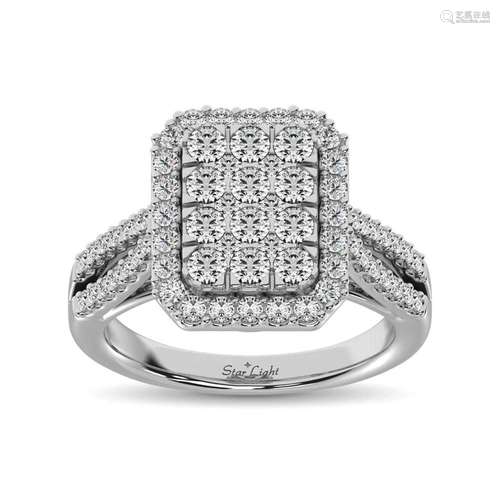 Diamond Two Row Shank Halo Engagement Ring 1 1/2 ct tw in 14...