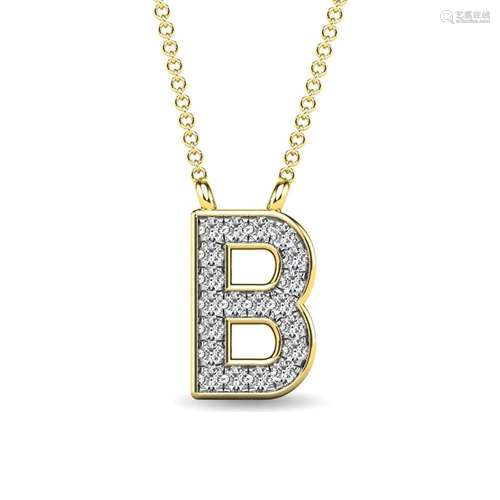 Diamond 1/20 Ct.Tw. Letter B Pendant in 10K Yellow Gold"...