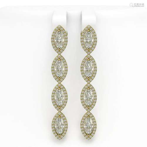 5.33 ctw Marquise Cut Diamond Micro Pave Earrings 18K Yellow...