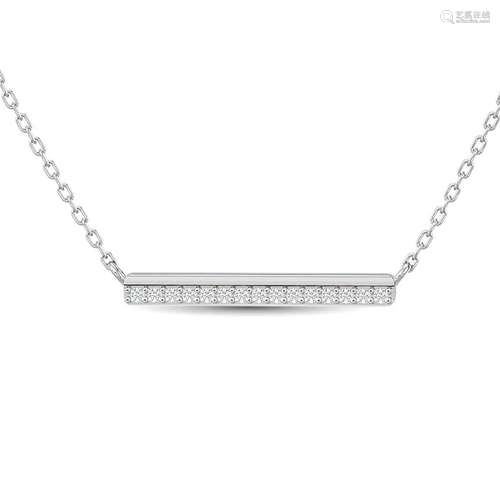 Diamond Round Cut Bar Fashion Necklace 1/6 ct tw in 10K Whit...