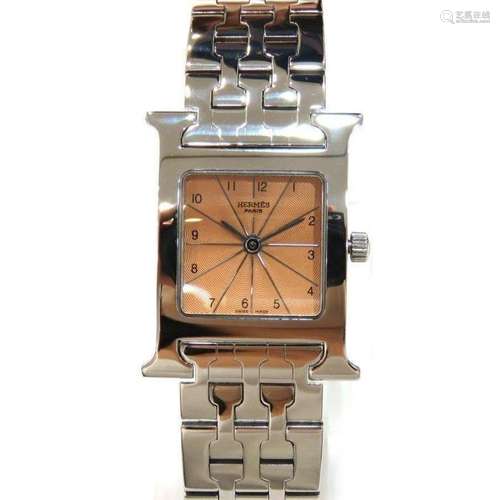 Hermes HH4.210 Quartz Pink Dial Stainless Steel Men's Wa...