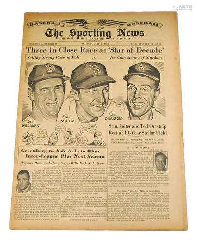 1956 The Sporting News 7/4/56 TSN Ted Williams Stan Musial J...