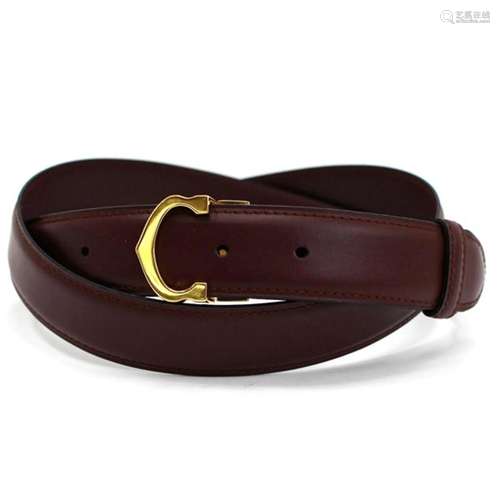 Cartier mast line leather belt Bordeaux total length 120.5 c...