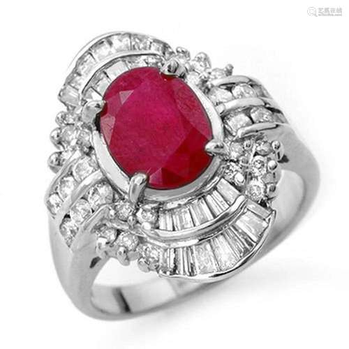 4.58 ctw Ruby & Diamond Ring 18k White Gold