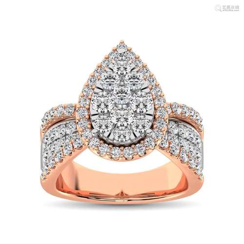 Diamond 1 Ct.Tw. Pear Shape Two Tone Engagement Ring