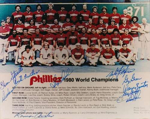 1980 Philadelphia World Series Champs Multi-Signed 8x10 Phot...