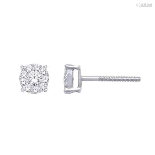 14K White Gold 2/5 Ct.Tw. Diamond Fashion Earrings