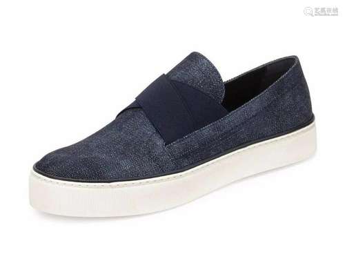 Stuart Weitzman Women's Flex Blue Denim Slip On Sneaker ...