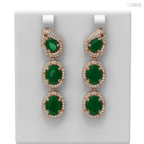 21.3 ctw Emerald & Diamond Earrings 18K Rose Gold