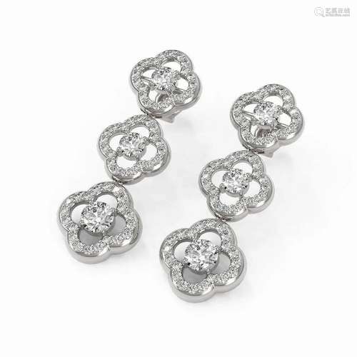 4 ctw Diamond Designer Earrings 18K White Gold