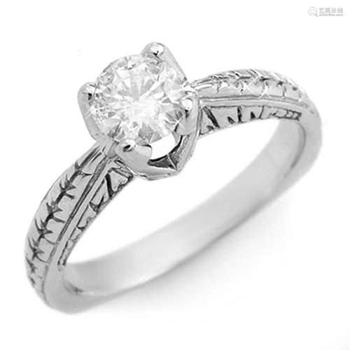 0.55 ctw Certified VS/SI Diamond Solitaire Ring 18k White Go...