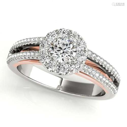 0.75 ctw Certified VS/SI Diamond Solitaire Halo Ring 18k 2To...