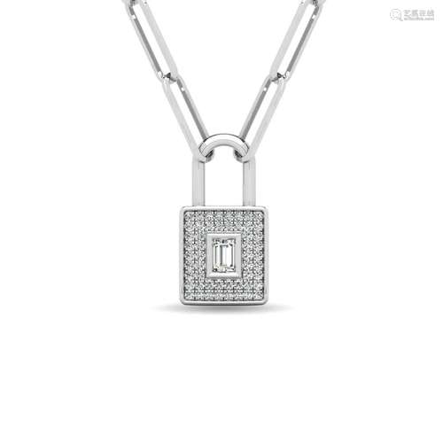 Diamond 1/5 Ct.Tw. Lock Pendant in 10K White Gold