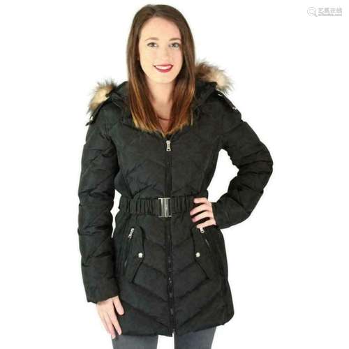 Jessica Simpson Hooded Down Coat with Belt in Black Size XL ...