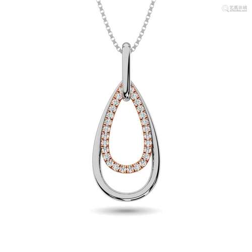 Diamond 1/8 ct tw Fashion Pendant in 10K White and Rose Gold