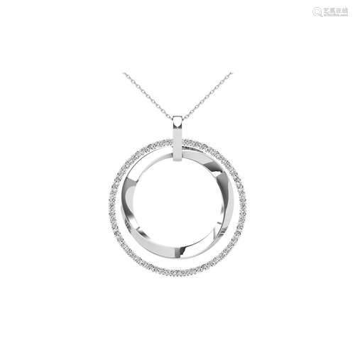 14K White Gold 1/2 Ct.Tw. Diamond Double Frame Pendant