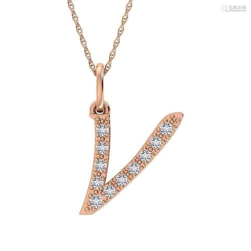 Diamond 1/8 Ct.Tw. Letter V Pendant in 10K Rose Gold