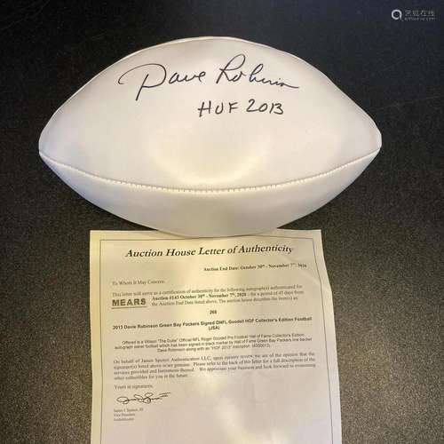 Dave Robinson HOF 2013 Signed Wilson NFL Football Green Bay ...