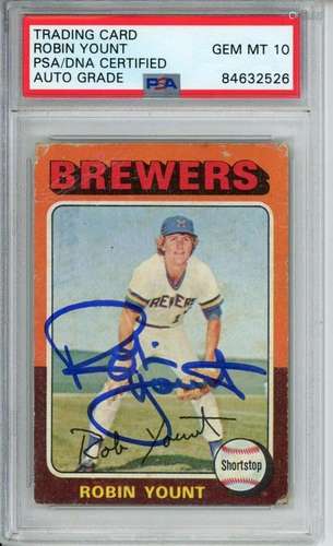 1975 Topps Robin Yount Rookie #223 Card Signed Brewers PSA/D...