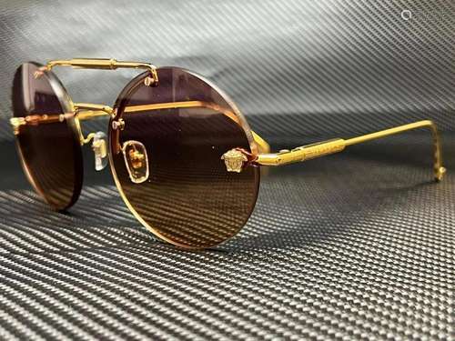 VERSACE VE2244 100278 Gold Round 56 mm Women's Sunglasse...