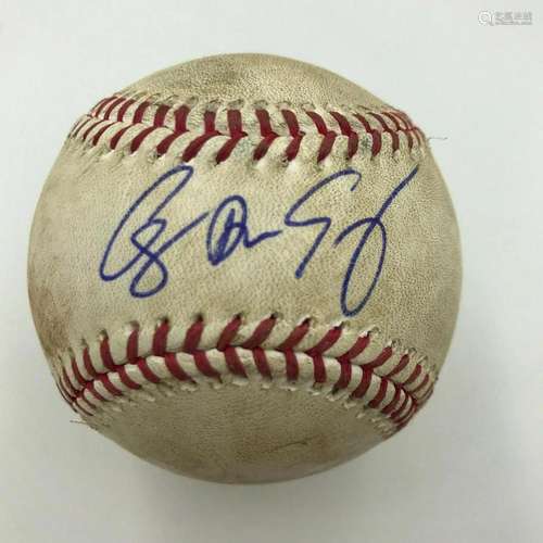 Corey Seager Rookie Signed Game Used Dodgers Opening Day Bas...