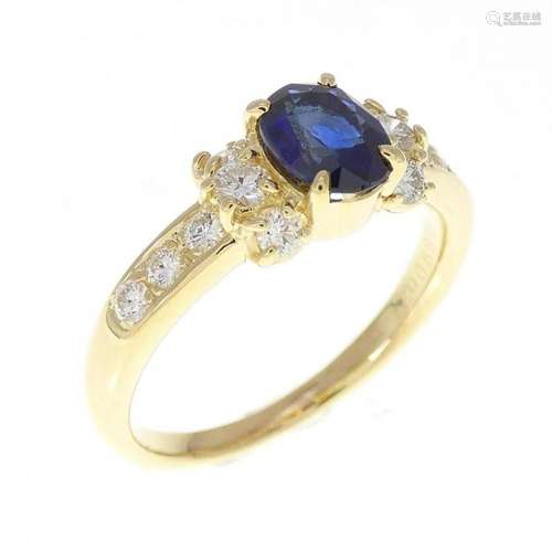 K18YG Sapphire Ring 0.89CT