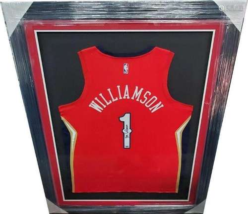 Zion Williamson Hand Signed NBA Nike Red Jersey Framed Fanat...