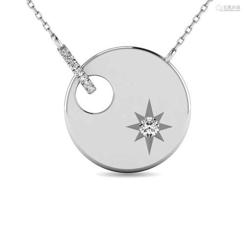 Diamond 1/20 ct tw Disc Necklace in 10K White Gold