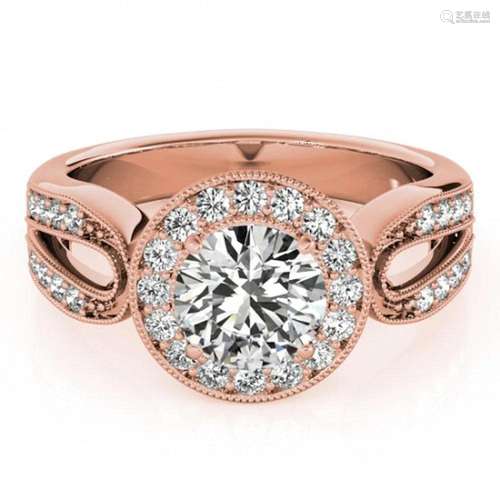 1.4 ctw Certified VS/SI Diamond Halo Ring 18k Rose Gold