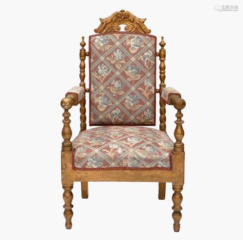 FAUTEUIL D'ALFONSINA EN BOIS PLAQUÉ OR 
.
BOIS _x