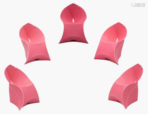 CINQ CHAISES FLUX JUNIOR COULEUR ROSE, DESIGN DUTCH PAR