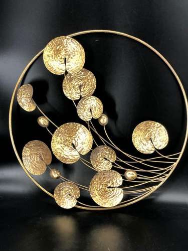Large metal sculpture - 63 cm on the wall - Alloy, Gold