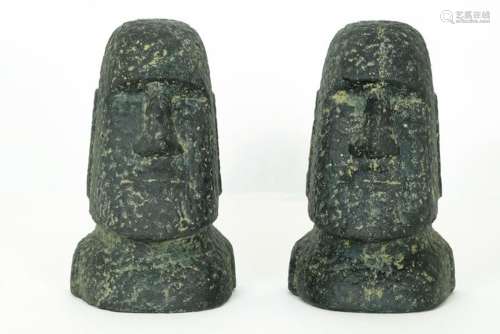 Set of Easter Island sculptures - Moai heads - Greenstone Ho...