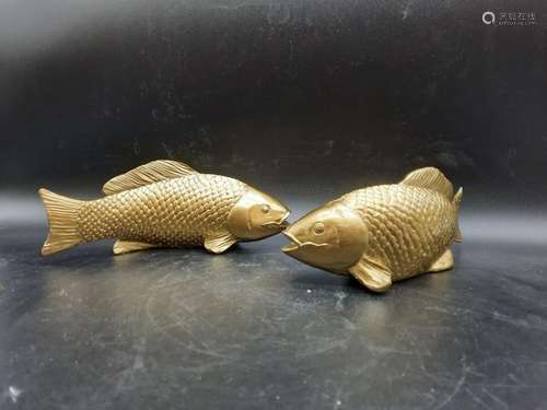 Fish Wall Statues Gold 24cm (2) - Polyresin