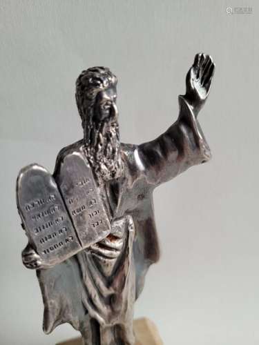 Silver statue of Moses / I.Yeheskel. - .925 silver - Israel ...