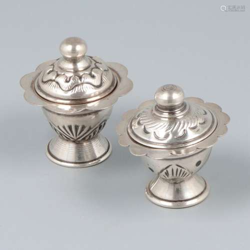 Miniature tobacco jar (2) - .800 silver, .925 silver - Italy...