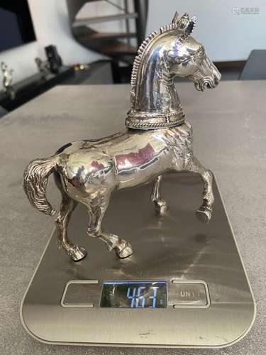 Vintage sculpture, large miniature horse - .800 silver - Ita...